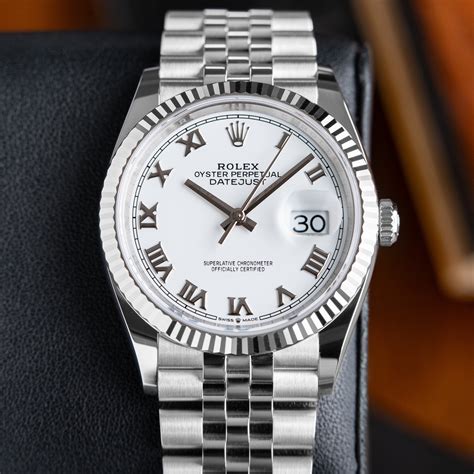 rolex datejust white roman dial